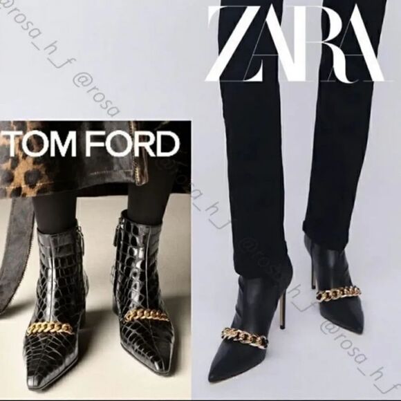 ZARA CHAIN HIGH HEEL ANKLE BOOTS - Picture 13 of 15